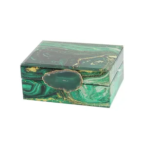 Luxury Decorative Home Wedding Wholesale Luxury Jewellery Box Green Marbled Mirrored Glass Jewelry Boxes