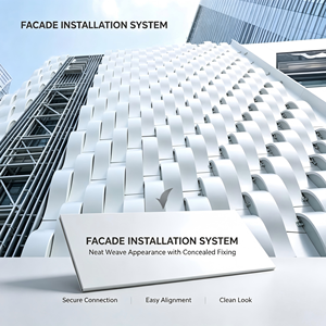 Système de façade à motif tissé, revêtement en aluminium 3D, panneaux muraux extérieurs pour bâtiments publics contemporains - Product Image 1