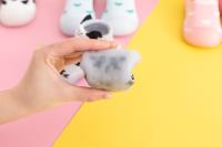 Chaussons-chaussettes tricotés pour bébé, respirants, beiges, à motif patte de chien, avec oreilles 3D, semelle souple antidérapante en TPE, vente en gros disponible