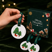 Arovi - Coffret Cadeau Diffuseur d'Arômes de Noël 100ml, Parfum d'Ambiance pour la Maison avec Ornement Rond en Gypse 35g, Boîte Personnalisée