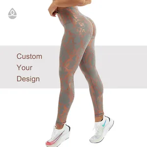 Pantalones de Yoga de Entrenamiento Personalizados de cintura alta, mallas deportivas con estampado de Sanke o camuflaje, mallas de gimnasio para levantamiento de glúteos