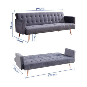 Sofá Chesterfield de terciopelo barato <span class=keywords><strong>cama</strong></span> perezoso cómodo sofá plegable sofá relax sofá <span class=keywords><strong>cama</strong></span> botón copetudo sofá <span class=keywords><strong>Cama</strong></span> con pata de metal dorado - Product Image 6