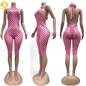 Abbigliamento Estivo da <span class=keywords><strong>Donna</strong></span>, <span class=keywords><strong>Tuta</strong></span> <span class=keywords><strong>Aderente</strong></span> con Stampa a Pois, Stile Y2K Sexy, Senza Maniche, con Schiena Scoperta e Lacci - Product Image 4