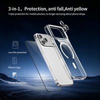 HEYBINGO HD Kaca Tempered 3in1 2-Lapisan Lem Perekat Cepat Penuh AF AR95% Lensa Anti Gores Magnetik Casing Magnetik untuk IP 18 Pro Max