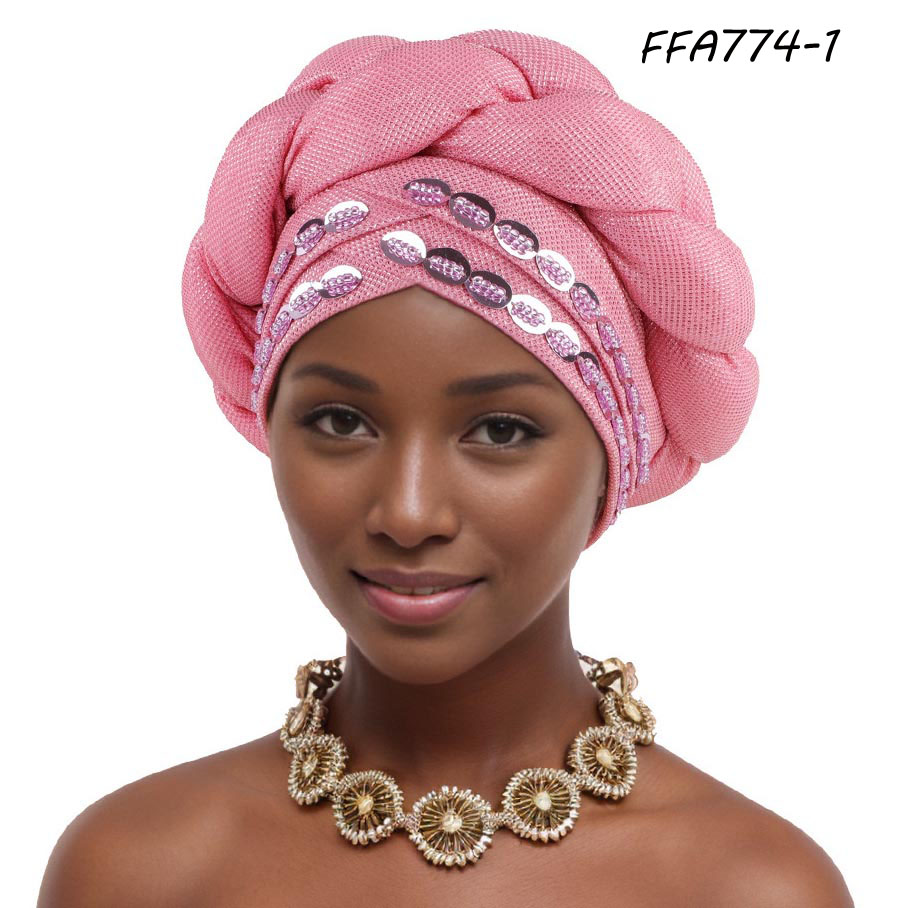 Shop Pink Hat Gele African Nigeria Man Turbans Cap Aso Oke