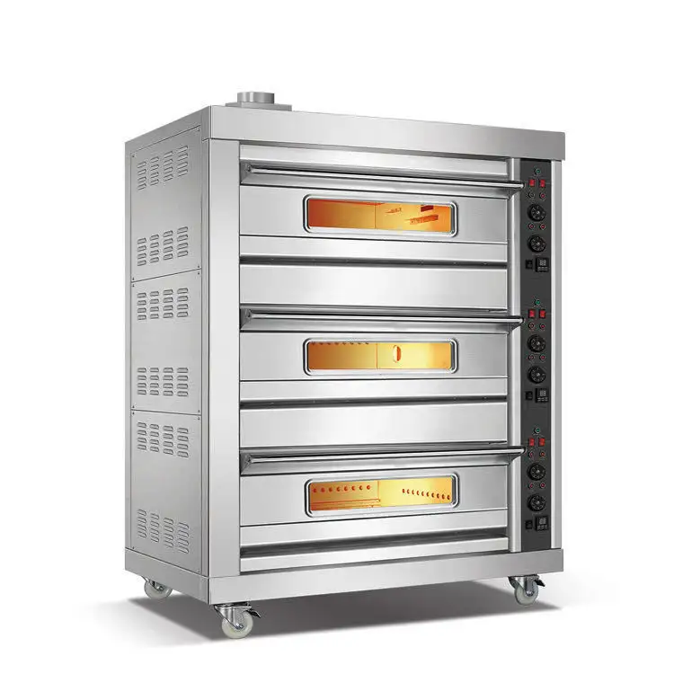 Hot Selling Rotating Hotel Küche Bäckerei Ausrüstung Kit 450c Backstein Pizza Italienische Brotöfen ElectricTwo Deck Ofen