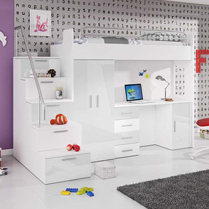 Giường tầng trẻ em màu hồng bán chạy, bộ nội thất gỗ cho phòng ngủ trẻ em với bàn học và bàn làm việc - Product Image 4