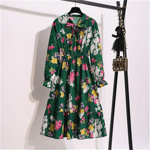 Women Casual <strong>Dress</strong> Lady Korean Style Vintage Floral Printed <strong>Chiffon</strong> Shirt <strong>Dress</strong> Long <strong>Sleeve</strong> Bow <strong>Midi</strong> <strong>Dress</strong> L0042 - Product Image 6