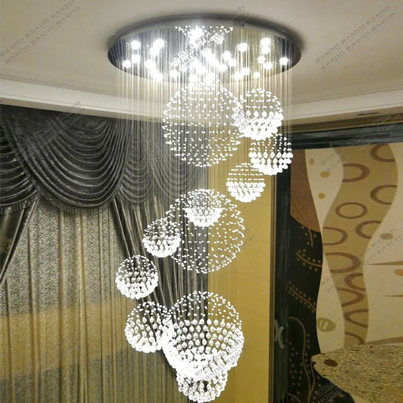 Customized Classic Round Chinese K9 Crystal Chandelier With Remote Control LED Source For Wedding Decoration