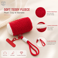 Sac en polaire Teddy personnalisé avec logo, organiseur de rouge à lèvres et écouteurs en peluche, porte-clés, porte-monnaie, fermeture éclair, pour l'hiver, écologique, GWP