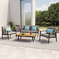 Ensemble de canapé et table basse d'extérieur en aluminium moderne, imperméable et résistant aux UV, pour villas, jardins, patios et espaces extérieurs d'hôtels