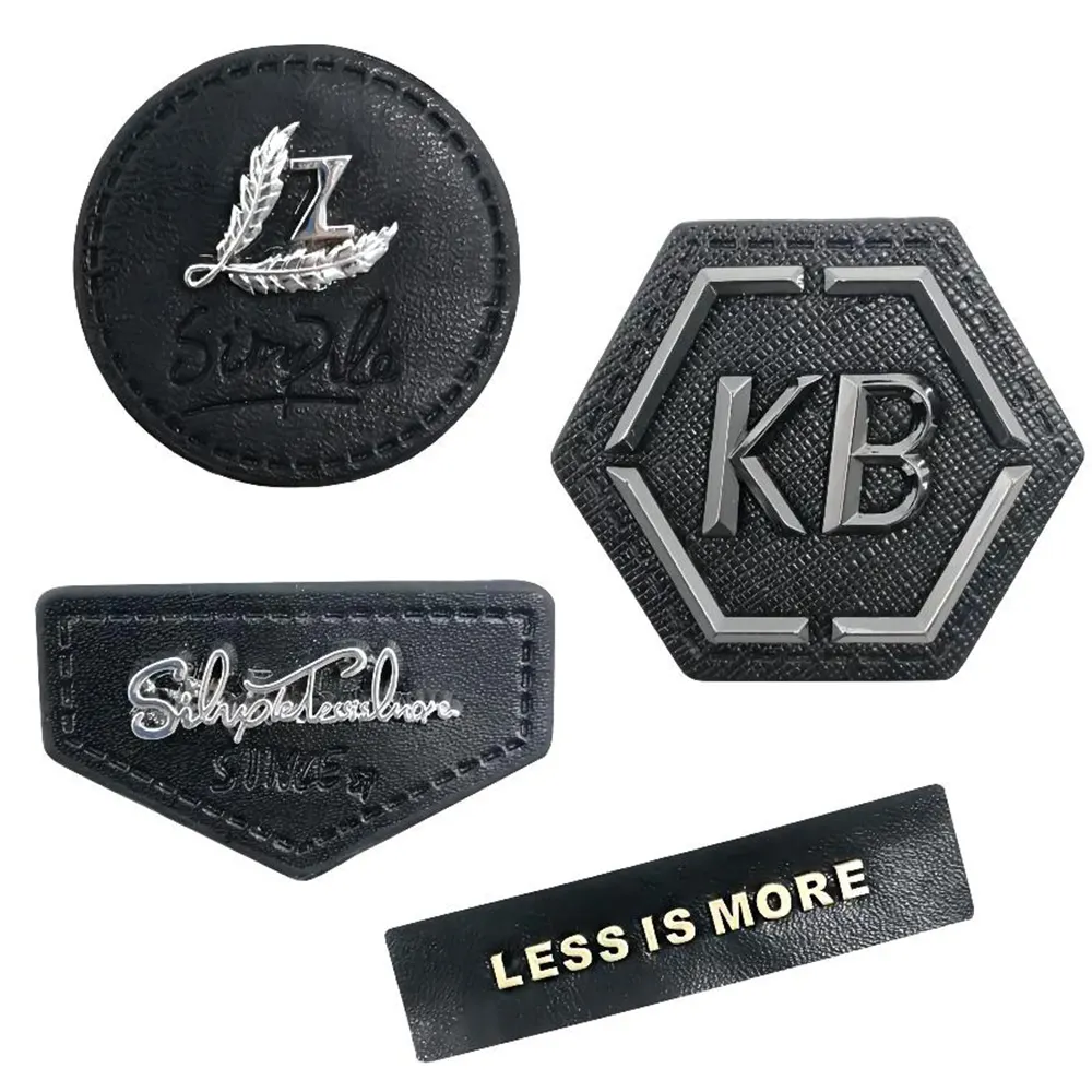Özel kot yeni Pu etiket tasarımı özel Metal etiket çanta deri yama etiketleri Metal deri yamalar deri Logo etiketleri