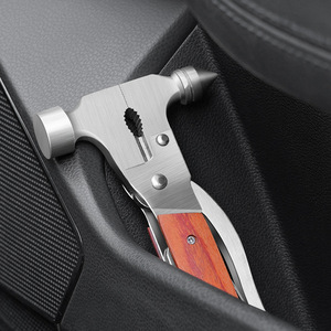 Chongteng Car Safety Hammer 4 In 1 Window Breaker Emergency <b>Tool</b> Stainless Steel With Wooden Handle For <b>Vehicle</b> Escape - Product Image 4