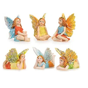 In <span class=keywords><strong>resina</strong></span> In Miniatura Fata <span class=keywords><strong>Giardino</strong></span> 6pc <span class=keywords><strong>Set</strong></span>-Piccolo Seduta Fate e Volo di Piatto Fairies Colorful Pixie Abiti - Product Image 1