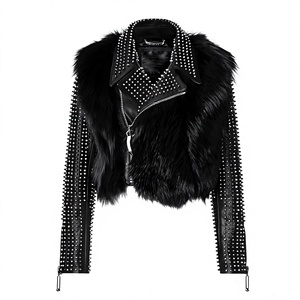 Fazmax Corporation Studded Cowhide <b>Leather</b> Waterproof Breathable Windproof Reversible Eco-Friendly Men's Biker <b>Jacket</b> Plus Size - Product Image 1
