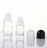 Flacon roll-on de luxe 50 ml en verre cintré unique, vide, à fond épais, pour déodorant et parfum, vente en gros