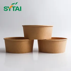 Wholesale Disposable Cup Price 750Ml Microwavable Kraft Round Lunch Box Rice Soup Rectangular Paper Bucket Bowl
