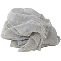 Écharpe châle unie en maille respirante, tendance été, pour femme arabe, hijab long PHOENIX 100% lin, Moyen-Orient, BLEU