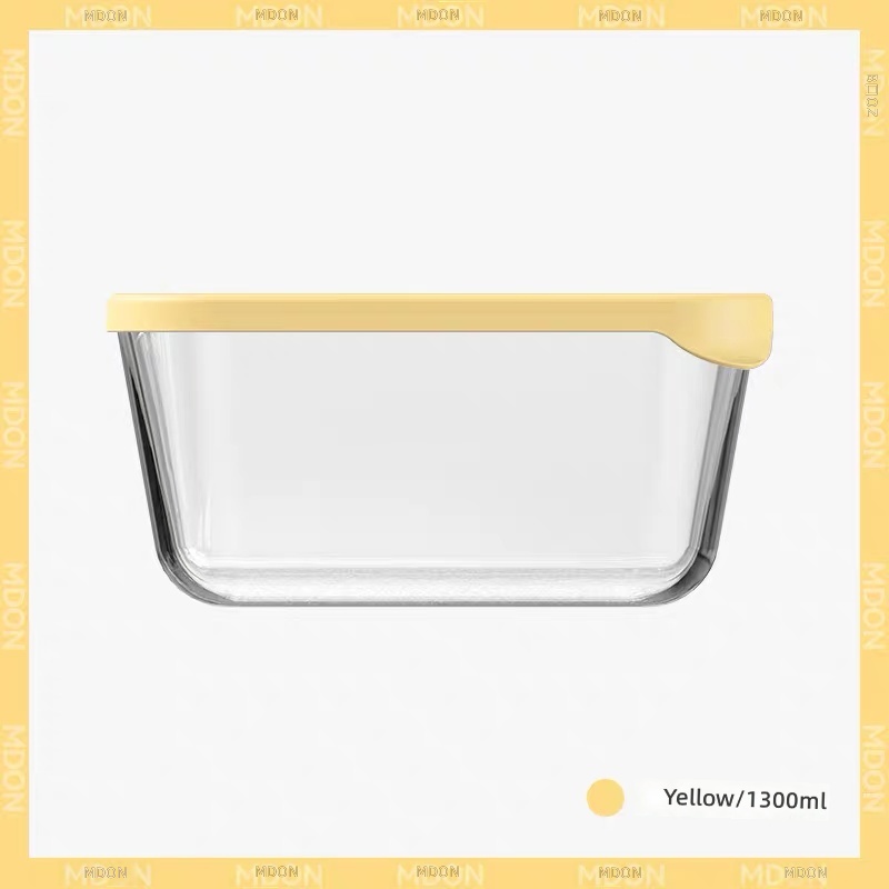 Boîte à déjeuner Bento en verre jaune - 1300 ml