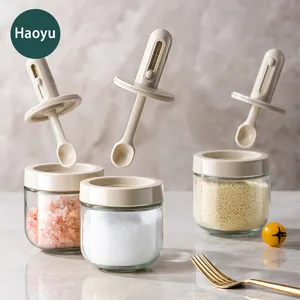 2022 New Custom Mini Retractable Seasoning Bottle Glass Sugar Salt And Pepper Containers With Stand Spoon