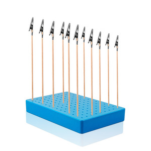 <b>Small</b> Blue Painting Clamp Stand With <b>Wooden</b> Sticks And Clips Set Of 10 For Craft Supplies - Product Image 1