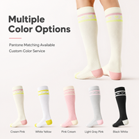 Chaussettes de yoga montantes personnalisées avec logo, faible MOQ, rayées et colorées, pour Pilates, Barre, Danse, Studio, Femmes, Vente directe usine