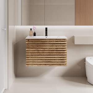 24 "30" 36 "36" "קיר אמצע המאה רכוב גדול מגרות בסגנון עץ רחצה סגנון צף אמבטיה יהירות עם כיור קרמיקה - Product Image 3