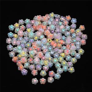 Venta al por mayor de cuentas acrílicas de flores transparentes de 12mm, cuentas sueltas en forma de flor de cinco pétalos <span class=keywords><strong>para</strong></span> <span class=keywords><strong>pulseras</strong></span>, collares, fabricación de pendientes - Product Image 1