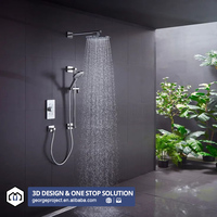 Ensemble de douche mural intelligent USA avec thermostat, pommeau de douche pluie chromé et mitigeur pour salle de bain complète