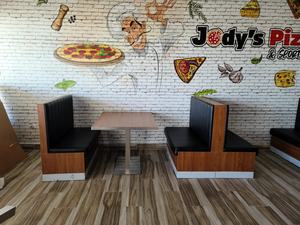 Muebles Mesa Red PU Pad <span class=keywords><strong>y</strong></span> silla <span class=keywords><strong>Pasta</strong></span> <span class=keywords><strong>Pizza</strong></span> Comida rápida Restaurante Mesa de comedor Silla de madera estándar Moderno Contemporáneo K/D - Product Image 6