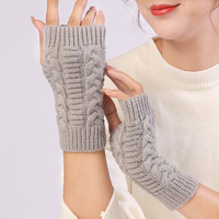 Gants demi-doigts en acrylique de Style pour femmes Chauffe-poignets tricotés côtelés pour l'automne hiver chaud froid chaussette Design de mode