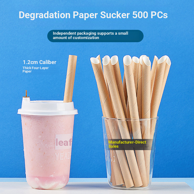 Disposable Paper Straws, Eco-friendly and Biodegradable, Individually Packaged, Food-grade Commercial Milk Tea Straws, in Stock