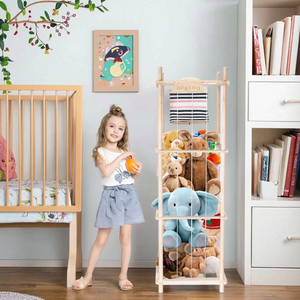 나무 박제 동물 케이지 보육 놀이방 침실 박제 동물 보관을위한 나무 장난감 주최자 랙 - Product Image 6