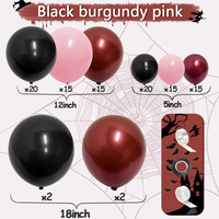 Kit d'arche de guirlande de ballons rose pour Halloween avec ballons noirs, roses et argentés, autocollants 3D chauve-souris et ballons en aluminium