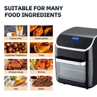 Friteuse à air domestique de grande capacité 12L avec commande tactile, four grille-pain pour frites et poulet rôti