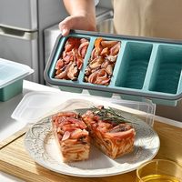 Boîte à lunch en silicone de qualité alimentaire à vente chaude, moule de stockage alimentaire 2/3/4 compartiments, boîte à lunch en silicone à compartiments
