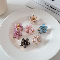 Jepit Rambut Mini Resin Bentuk Bunga Berkilau Cantik, Aksesoris Jepit Rambut Logam Lapis Emas, Jepit Rambut Kecil Awet untuk Anak Perempuan