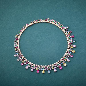Collar de Vestir de Noche Colorido, Sexy y Exagerado, Chapado en Oro Rosa sobre Latón, Joyería de Lujo con Polvo <span class=keywords><strong>Morgan</strong></span>, Cadena Corta - Product Image 1