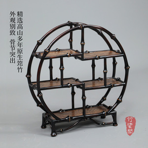Bamboo Display <b>Shelf</b> Round Multifunctional Tea Storage <b>Rack</b> For Living Room Standing Type YY0665 - Product Image 3