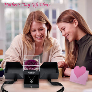 Regalos para Esposa, Novia, Mamá, Navidad, Aniversario, Caja de Rosas Reales Preservadas de Doble Puerta Morada con Te Amo en 100 Idiomas - Product Image 2