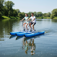 Bateau à pédales gonflable stable à 3 pontons QIQU 6061 en alliage d'aluminium avec hélice à levage automatique pour location commerciale en mer/ lac, 2 personnes