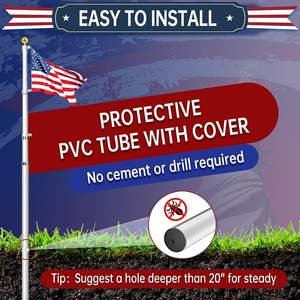 DB 25 pies. Asta de bandera telescópica de aluminio con material satinado y poliéster de bola de bandera de EE. UU. impreso digitalmente - Product Image 6