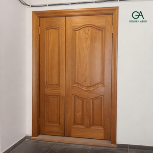 Porte en bois massif avec panneau latéral et moulure avant, design courbé GA-41S, pour villa - Product Image 3