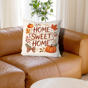 Funda de Cojín para Sofá con Letras Rústicas 'Home Sweet Home' de 18x18 Pulgadas, Funda de Almohada de Lino con Estampado para Decoración Otoñal de Casa de Campo - Product Image 1