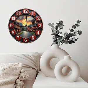 Round Wooden <b>Wall</b> <b>Clock</b> 25cm Simple Numeral <b>Silent</b> Non Ticking Home Study Room Decor - Product Image 3