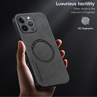 Coque de protection antichoc en cuir artificiel de luxe vintage avec forte attraction magnétique pour iPhone 17, 16, 15, 14, 13, 12 Series