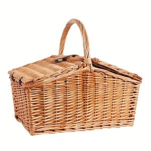 Manufacturer Wholesale Collapsible Picnic <b>Basket</b> - Cheap Rattan Wicker Set, Includes Lid & Handle - Product Image 4