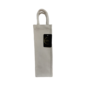 Natural <b>Canvas</b> Fashion Bottle <b>Bag</b> | <b>Small</b> Reusable Gift <b>Tote</b> with Cotton Web Handle Made in India Open Closure - Product Image 1