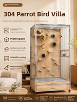 Volière panoramique en verre trempé pour perroquets, en acier inoxydable 304, avec roues arrière en bois, pour intérieur – Meilleures ventes
