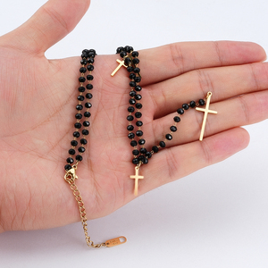 Gioielli cristiani in acciaio inossidabile Catena Rosarios Catolicos collana con <span class=keywords><strong>rosario</strong></span> a Catena lunga con ciondoli a croce multipla - Product Image 3